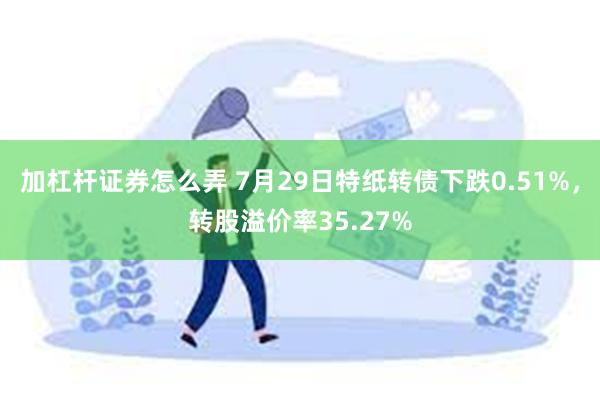 加杠杆证券怎么弄 7月29日特纸转债下跌0.51%，转股溢价率35.27%