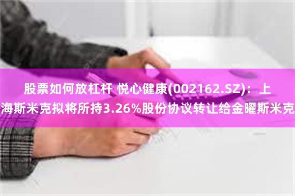 股票如何放杠杆 悦心健康(002162.SZ)：上海斯米克拟